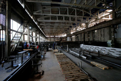 Interior of illuminated factory