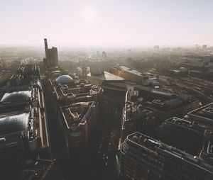 High angle view of cityscape against sky