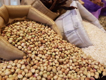 Close-up of coriander seeds and rice