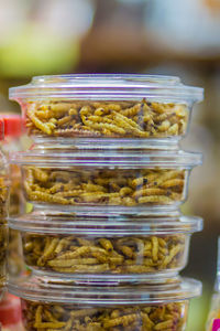 Close-up of food in glass container