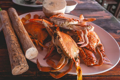 High angle view of food on table