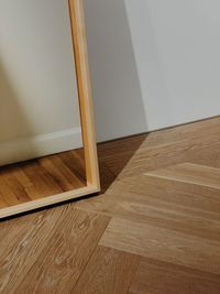 High angle view of wooden floor at home