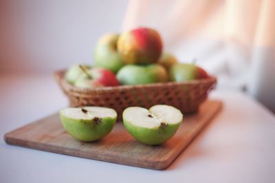 Close-up of apples on table