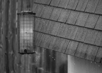 Water drops on glass window of building