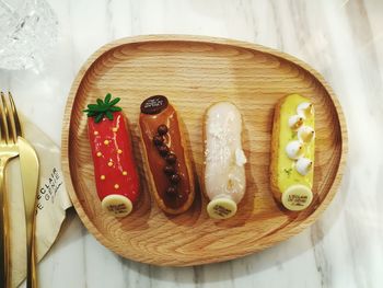 High angle view of food on table