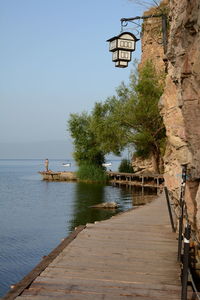 Scenic view of sea against clear sky
