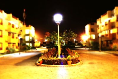 Illuminated street light at night