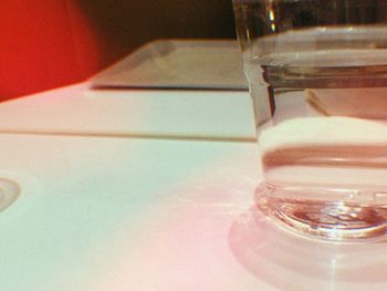 Close-up of water in glass on table