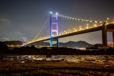 View of suspension bridge at night