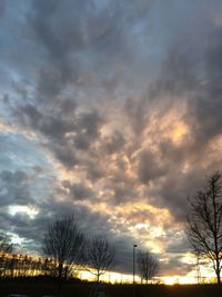 Silhouette of trees against cloudy sky