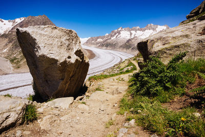 Scenic view of mountains against clear sky