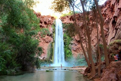 Scenic view of waterfall