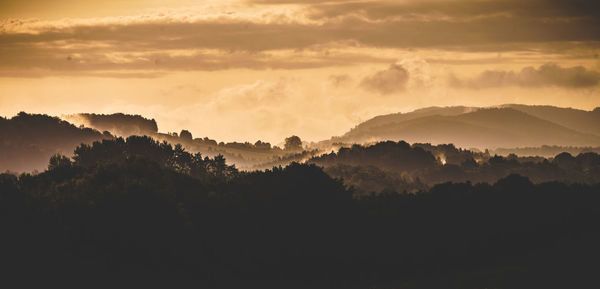 Scenic view of silhouette trees against sky during sunset