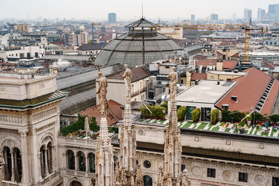 High angle view of buildings in city