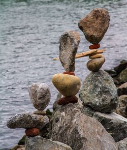 Stack of stones in sea