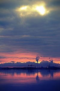 Scenic view of sea at sunset