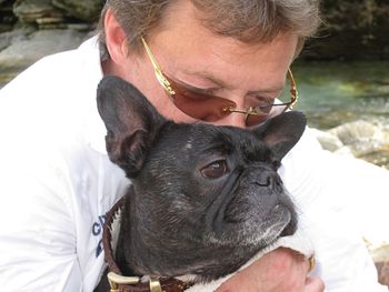 Close-up of woman with dog