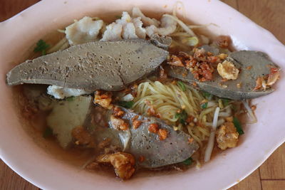 High angle view of meal served in plate