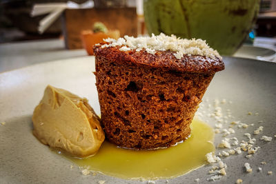 Close-up of cake on table