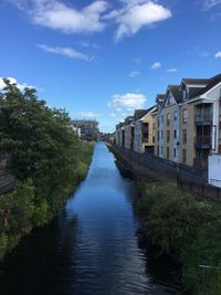 River amidst buildings against sky