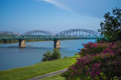 Scenic view of bridge over river against sky