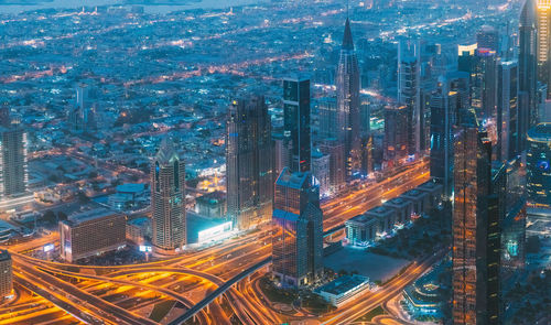 High angle view of cityscape against sky