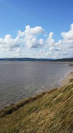 Scenic view of sea against cloudy sky