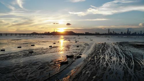 Scenic view of sea against sky during sunset