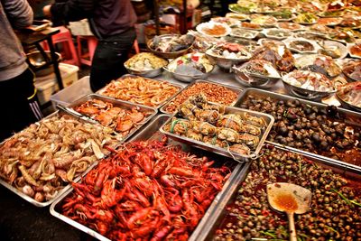 Food for sale at market stall