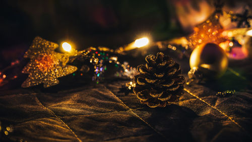 Close-up of illuminated christmas lights