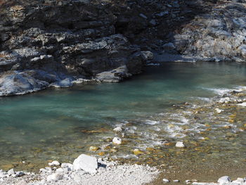 Scenic view of rocks in sea