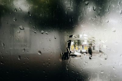 Close-up of wet car window