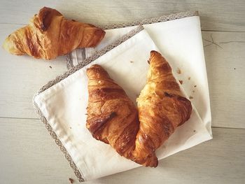 High angle view of breakfast on table