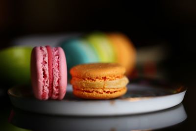 Close-up of cake in plate on table