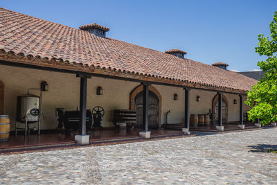 Exterior of building against clear blue sky