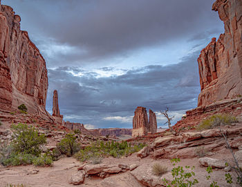 Panoramic view of rocky mountains against sky