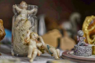 Close-up of figurine on table