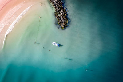 High angle view of people in sea