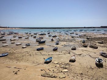 Scenic view of beach against clear sky