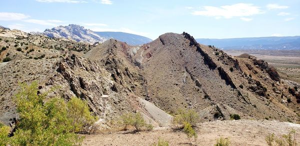 Scenic view of rocky mountains against sky