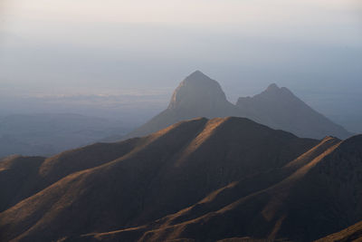 Scenic view of mountains against sky during sunset in big bend national park - texas