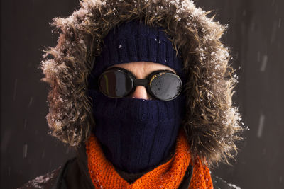 Portrait of man with snow covered face