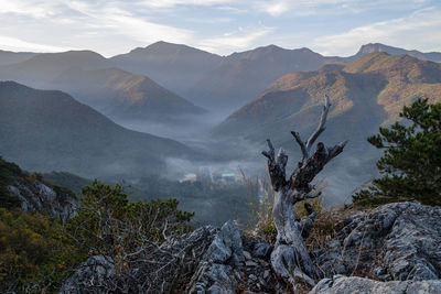 Scenic view of mountains against sky