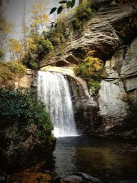 Scenic view of waterfall