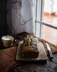 Close-up of breakfast on table