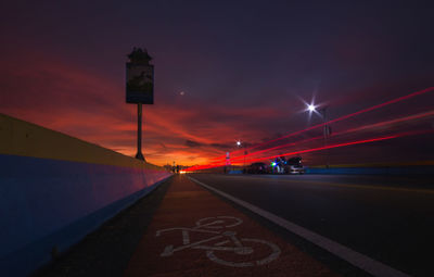 Light trails on road at night