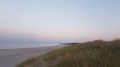 Scenic view of beach against clear sky