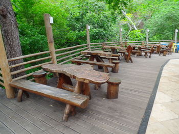 Wooden bench in park