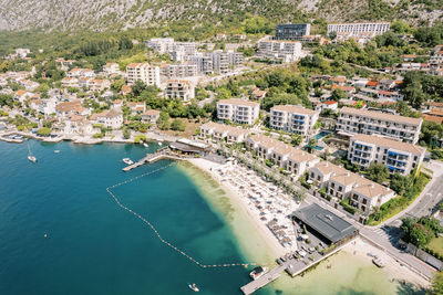 High angle view of buildings in city