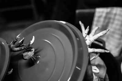High angle view of cigarette in plate